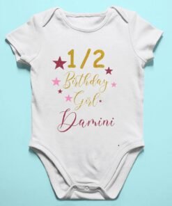 Personalized Half Birthday Baby Rompers