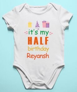 Alternative view of Personalized Half Birthday Baby Romper with Name