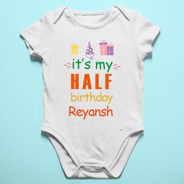 Alternative view of Personalized Half Birthday Baby Rompers