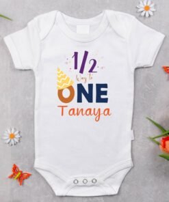 Alternative view of Personalized Half Birthday Baby Rompers