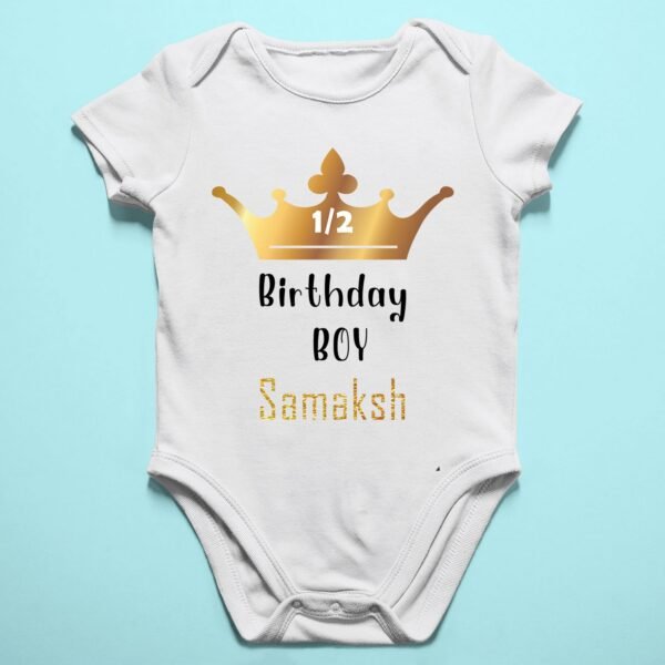 Alternative view of Personalized Half Birthday Baby Rompers