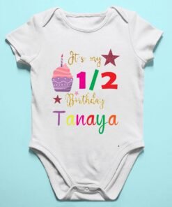 Personalized Half Birthday Baby Rompers