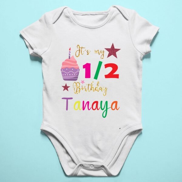 Personalized Half Birthday Baby Rompers