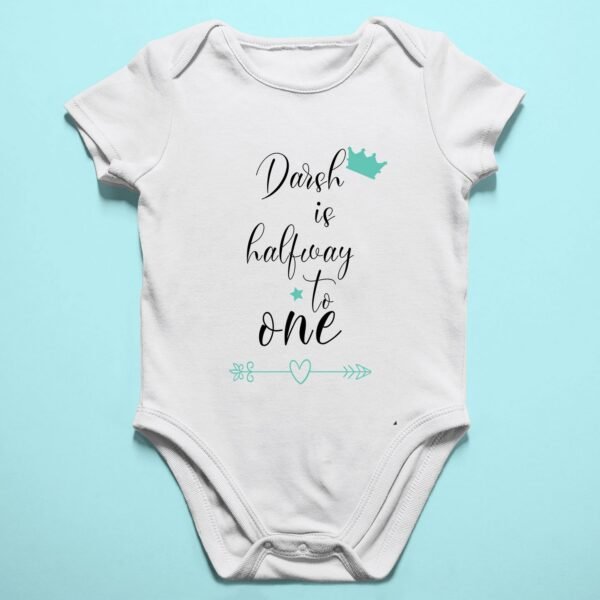 Alternative view of Personalized Half Birthday Baby Rompers