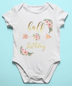 Alternative view of Personalized Half Birthday Baby Rompers