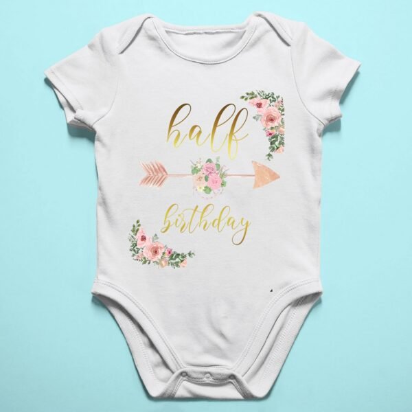 Alternative view of Personalized Half Birthday Baby Rompers