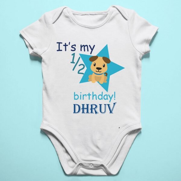 Alternative view of Personalized Half Birthday Baby Rompers