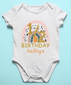 Alternative view of Personalized Half Birthday Baby Rompers