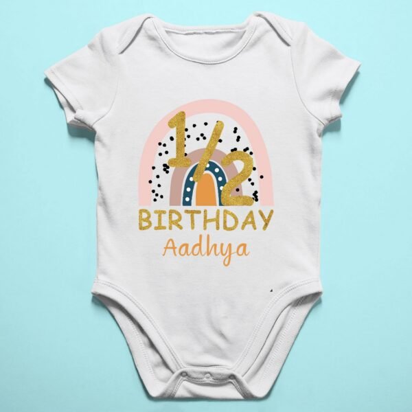 Alternative view of Personalized Half Birthday Baby Rompers