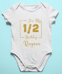 Alternative view of Personalized Half Birthday Baby Rompers
