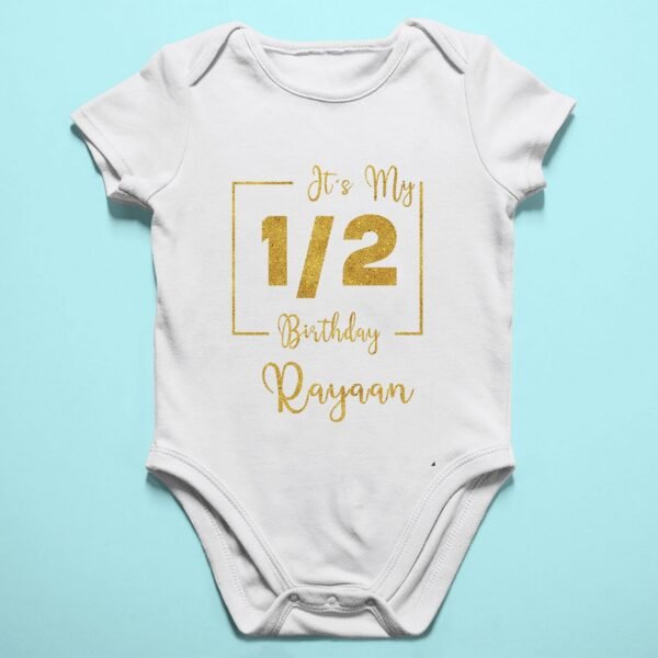Alternative view of Personalized Half Birthday Baby Rompers
