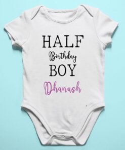 Alternative view of Personalized Half Birthday Baby Rompers