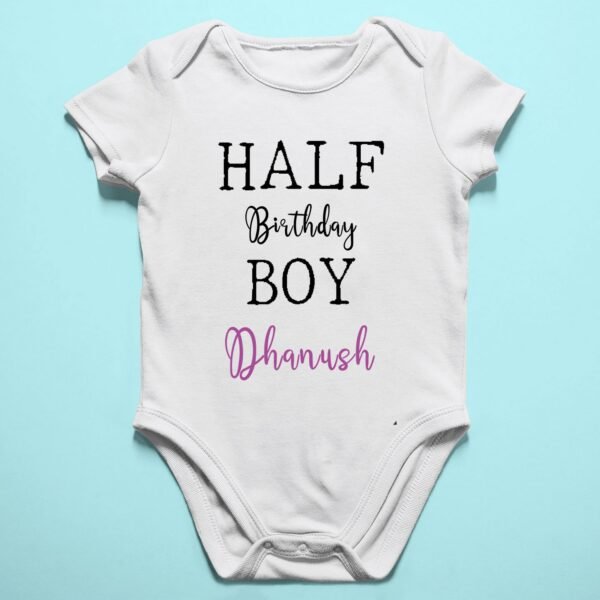 Alternative view of Personalized Half Birthday Baby Rompers