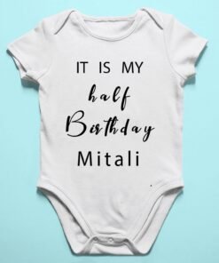 Alternative view of Personalized Half Birthday Baby Rompers
