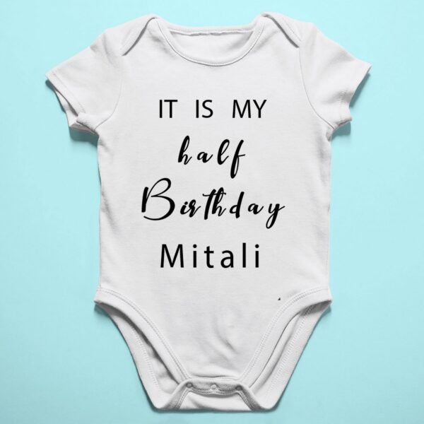 Alternative view of Personalized Half Birthday Baby Rompers