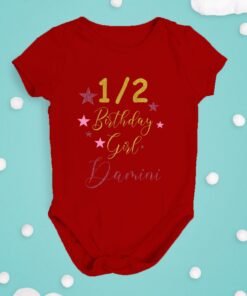 Alternative view of Personalized Half Birthday Baby Rompers