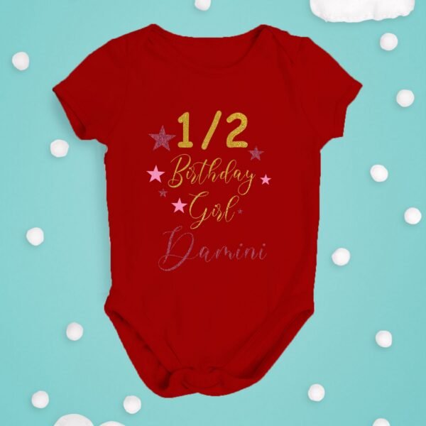 Alternative view of Personalized Half Birthday Baby Rompers