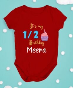Alternative view of Personalized Half Birthday Baby Rompers