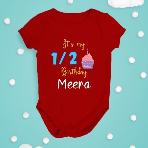 Alternative view of Personalized Half Birthday Baby Rompers