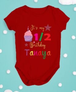 Alternative view of Personalized Half Birthday Baby Rompers