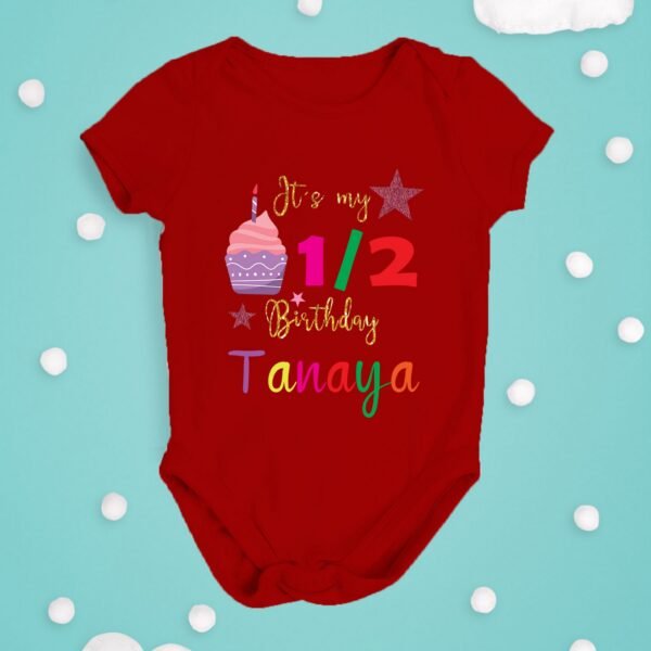 Alternative view of Personalized Half Birthday Baby Rompers