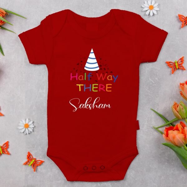 Alternative view of Personalized Half Birthday Baby Rompers