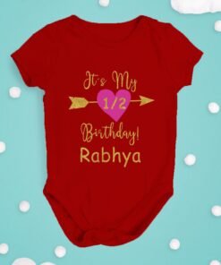 Alternative view of Personalized Half Birthday Baby Rompers