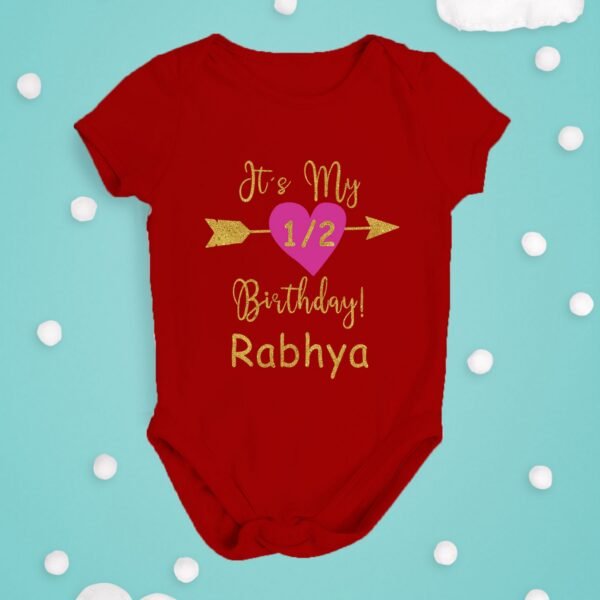 Alternative view of Personalized Half Birthday Baby Rompers