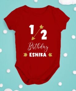 Alternative view of Personalized Half Birthday Baby Rompers