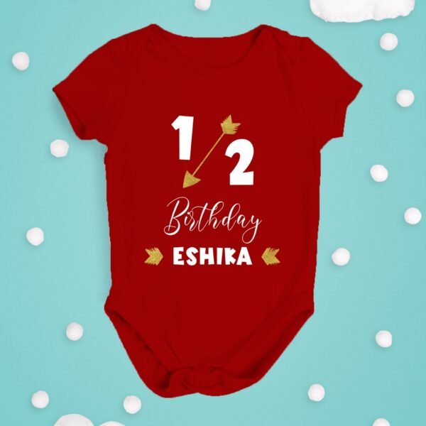 Alternative view of Personalized Half Birthday Baby Rompers
