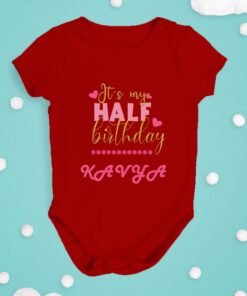Alternative view of Personalized Half Birthday Baby Rompers