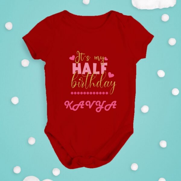 Alternative view of Personalized Half Birthday Baby Rompers