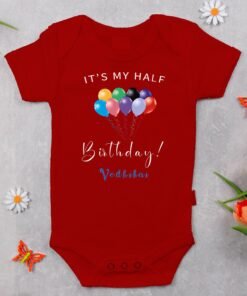 Alternative view of Personalized Half Birthday Baby Rompers
