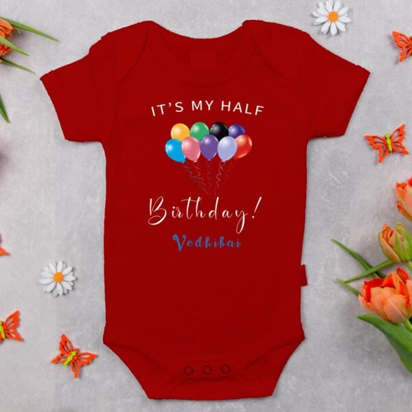 Alternative view of Personalized Half Birthday Baby Rompers