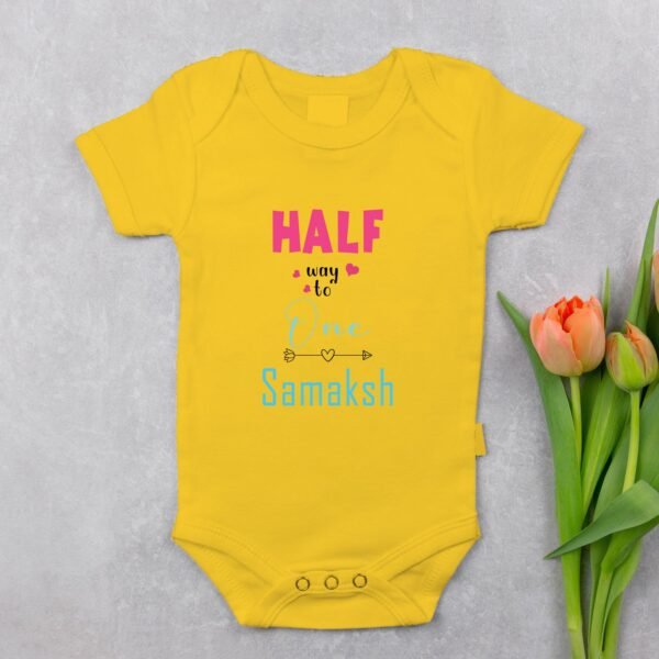 Alternative view of Personalized Half Birthday Baby Rompers