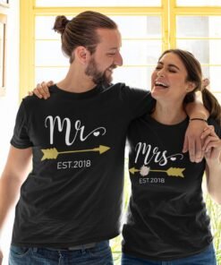 Mr & Mrs Personalised Couple T-Shirts - Pre-Wedding Photoshoots & Anniversary