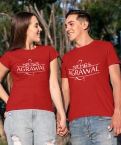 Alternative view of Mr & Mrs Personalised Couple T-Shirts - Pre-Wedding Photoshoots & Anniversary