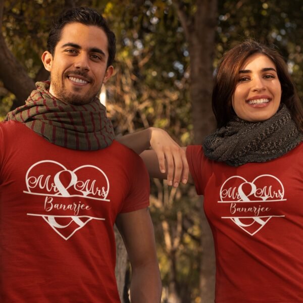 Alternative view of Mr & Mrs Personalised Couple T-Shirts - Pre-Wedding Photoshoots & Anniversary