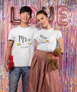 Alternative view of Mr & Mrs Personalised Couple T-Shirts - Pre-Wedding Photoshoots & Anniversary
