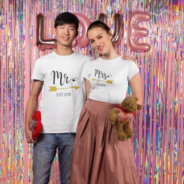 Alternative view of Mr & Mrs Personalised Couple T-Shirts - Pre-Wedding Photoshoots & Anniversary