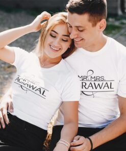 Mr & Mrs Personalised Couple T-Shirts - Pre-Wedding Photoshoots & Anniversary