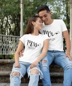 Alternative view of Mr & Mrs Personalised Couple T-Shirts