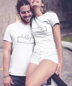 Alternative view of Hubby & Wifey Personalised Couple T-Shirts - Pre-Wedding Photoshoots & Anniversary