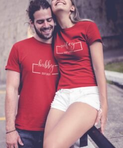 Hubby & Wifey Personalised Couple T-Shirts - Pre-Wedding Photoshoots & Anniversary