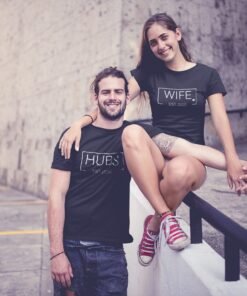 Alternative view of Hubby & Wifey Personalised Couple T-Shirts - Pre-Wedding Photoshoots & Anniversary