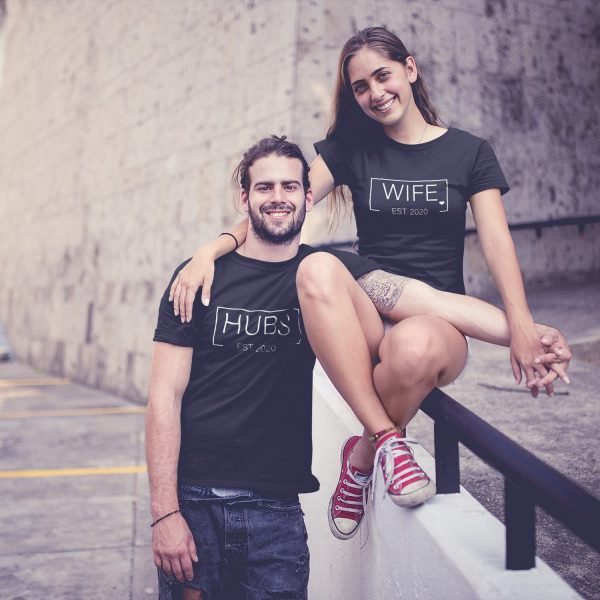 Alternative view of Hubby & Wifey Personalised Couple T-Shirts - Pre-Wedding Photoshoots & Anniversary