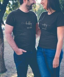 Hubby & Wifey Personalised Couple T-Shirts - Pre-Wedding Photoshoots & Anniversary