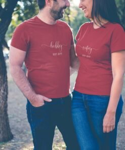 Alternative view of Hubby & Wifey Personalised Couple T-Shirts - Pre-Wedding Photoshoots & Anniversary
