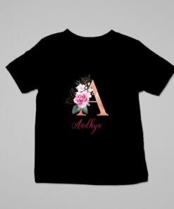 Personalized kids T-shirt with floral initial and name