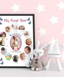 Personalized Baby First Year Photo Collage Wall Frames - First Year Birthday Gifts for Baby Boy or Baby Girl